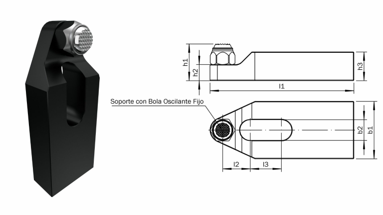 Brida DIN 6314 con soporte con bola oscilante para utillajes modulares para amarre de piezas fabricados en España por Utillajes Legazpi