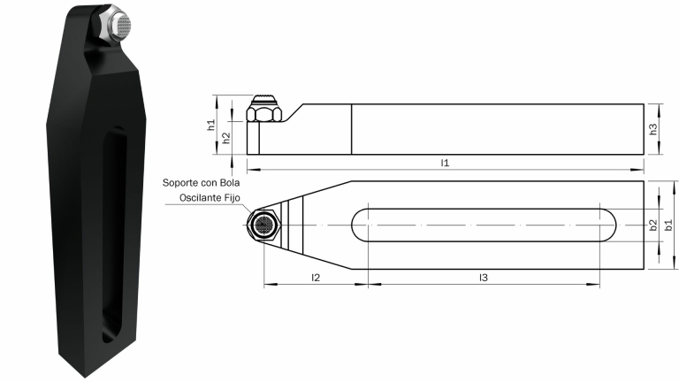 Brida con nariz cerrada con soporte con bola oscilante para utillajes modulares para amarre de piezas fabricados en España por Utillajes Legazpi