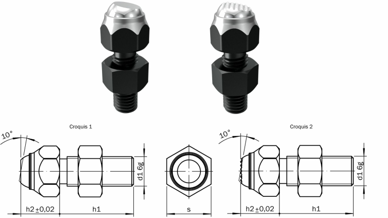 Soporte con bola oscilante regulable para utillajes modulares para amarre de piezas fabricados en España por Utillajes Legazpi