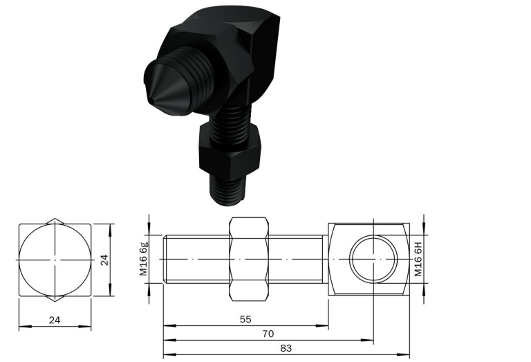 Tope de retención cuadrado para utillajes modulares para amarre de piezas fabricados en España por Utillajes Legazpi