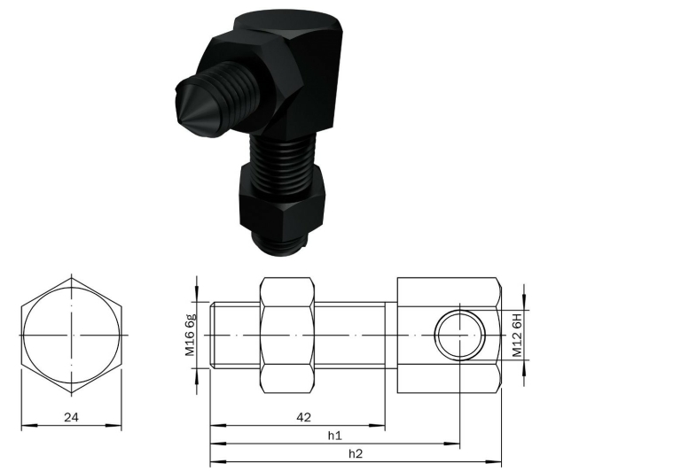 Tope de retención hexagonal para utillajes modulares para amarre de piezas fabricados en España por Utillajes Legazpi